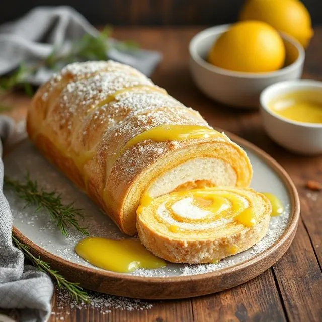 Меренговый рулет с лимоном