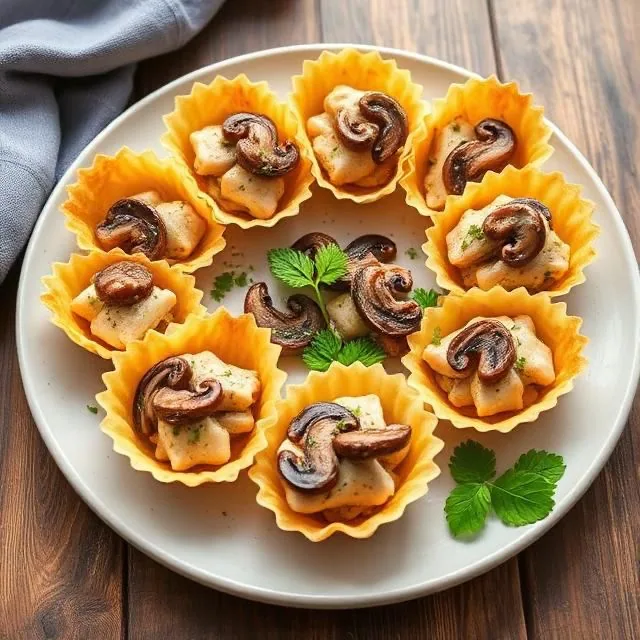 Тарталетки с курицей и грибами